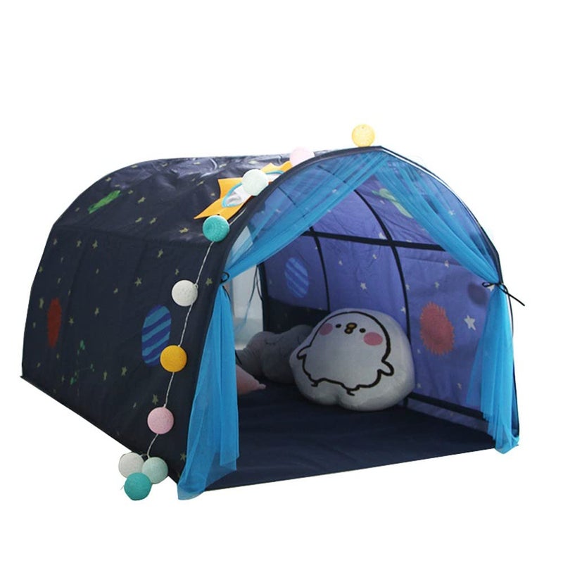HI SUYI Children's Cabin Bed Tunnel Tent for 90-100cm in Width Loft Bed Bunk Tent,Fabric, Blue, Single - Image 1